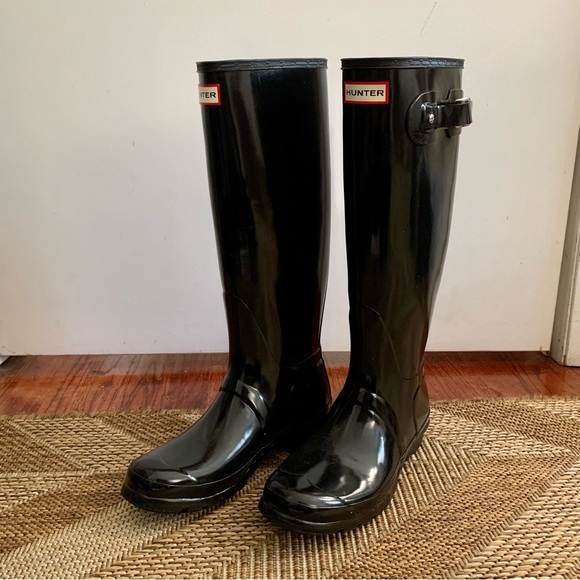 Hunter Original Tall Rain Boots - Shiny Black - Picture 2 of 7